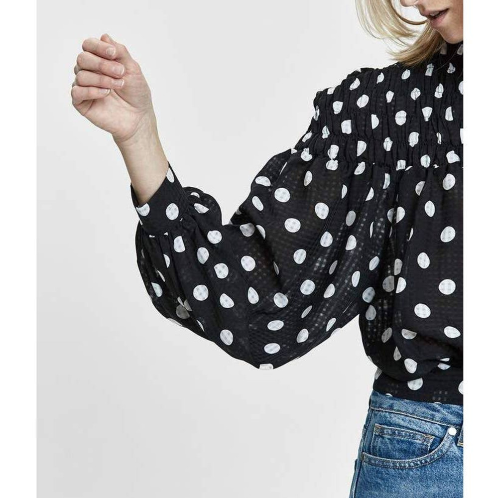 Farrow Bernice Polka Dot Tie Back Top, Black